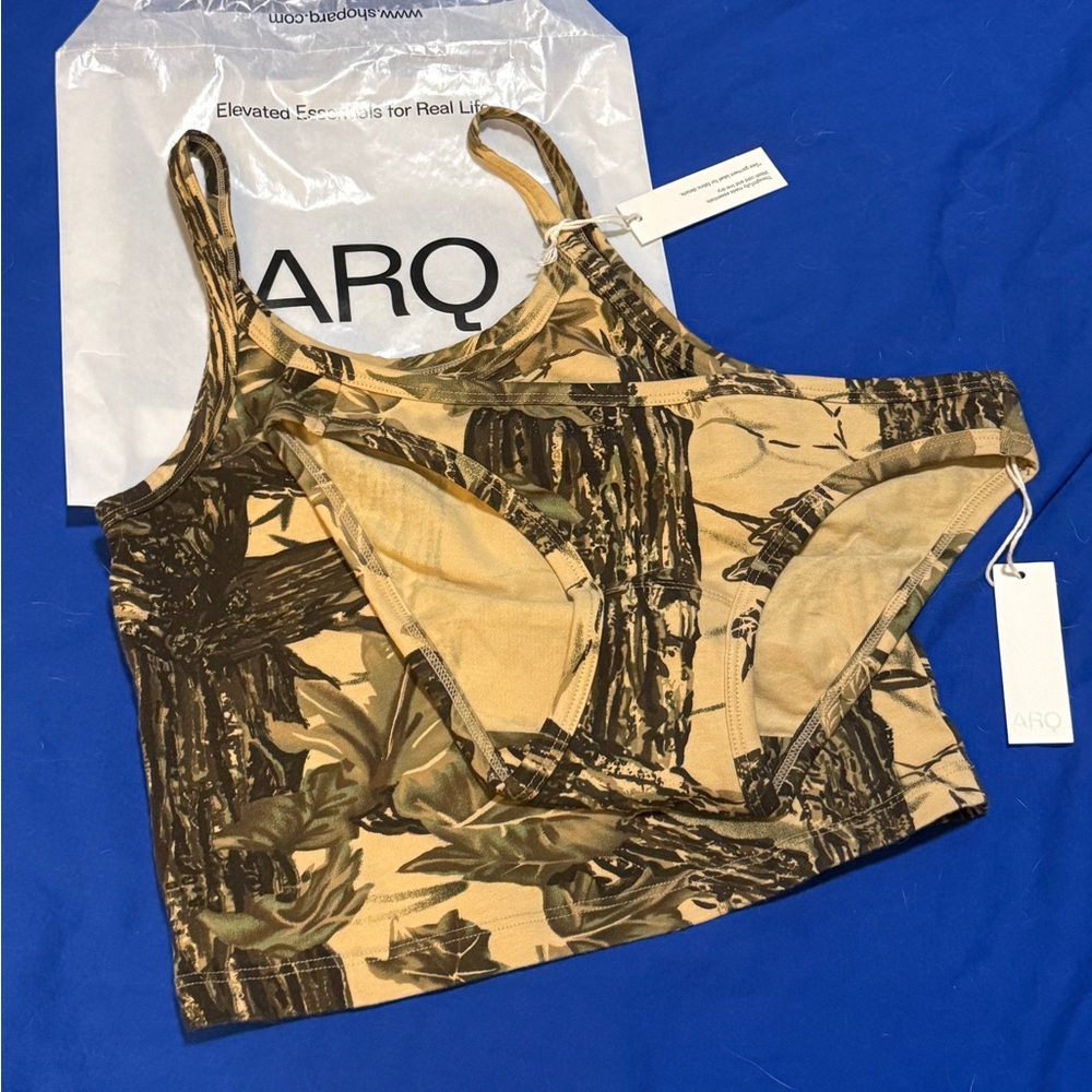 Shop ARQ Camo Crop Tank and Lou Undies Set Size Small